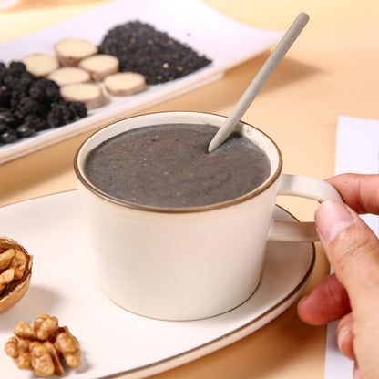 Black Sesame Walnut Mulberry Powder Soup, Chinese Yam Instant Porridge,Black Sesame and Walnut Mixed Powder Congee, Portable Drink for Breakfast Dinner （500g/1.10lbs）