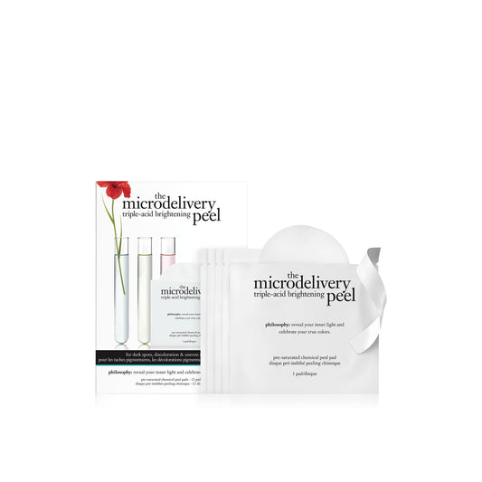 philosophy microdelivery triple-acid brightening peel pads with mandelic, glycolic & malic acid for discoloration, dark spots & uneven skin tone - 12 ct