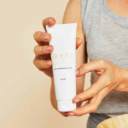 BOOM Scrub Cocoa Rose Exfoliator – Gentle Exfoliating Face Scrub for Mature & Sensitive Skin – Enhances the appearance of Skin, Smooths Texture, Minimizes Pores – Hydrating Botanical Facial Cleanser