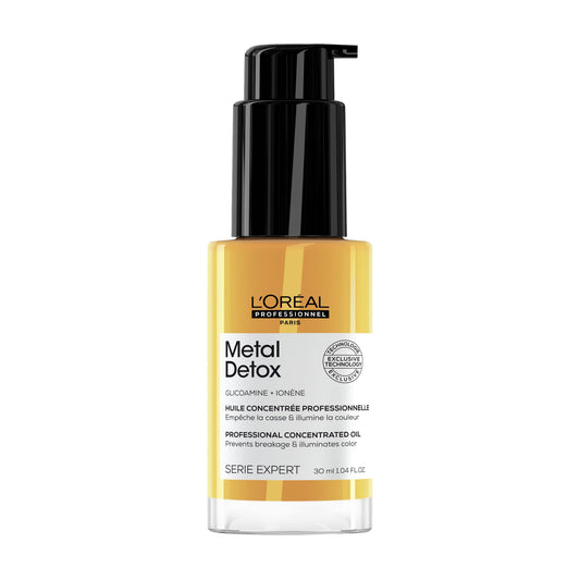 L'Oreal Professionnel Metal Detox Leave-In Oil - Detoxifies, Prevents Damage and Prolongs Hair Color With Shine