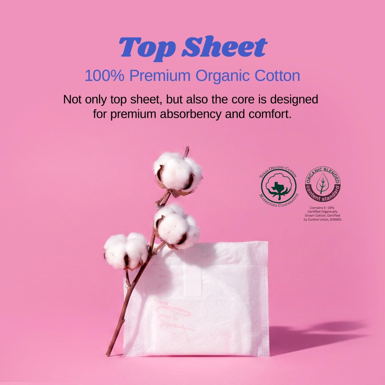 Livlit Organic Cotton Sanitary Pad Bundle – Long Liners 40pcs + Regular Pads 14pcs, Chlorine Free, Unscented, Ultra Absorbent Period Care