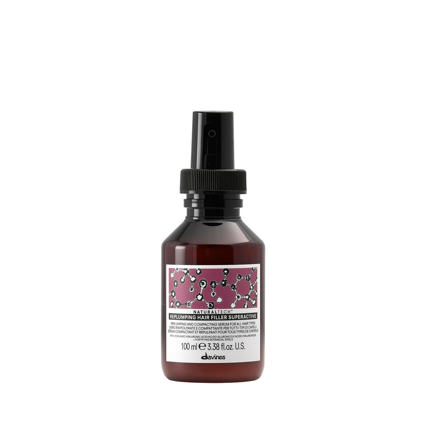 Davines Naturaltech Replumping Hair Filler Superactive, Moisturizing for Fine Hair Lacking Elasticity - With Plum Phytoceuticals - Thickens & Plumps Hair, Travel Size, 3.38 Fl Oz