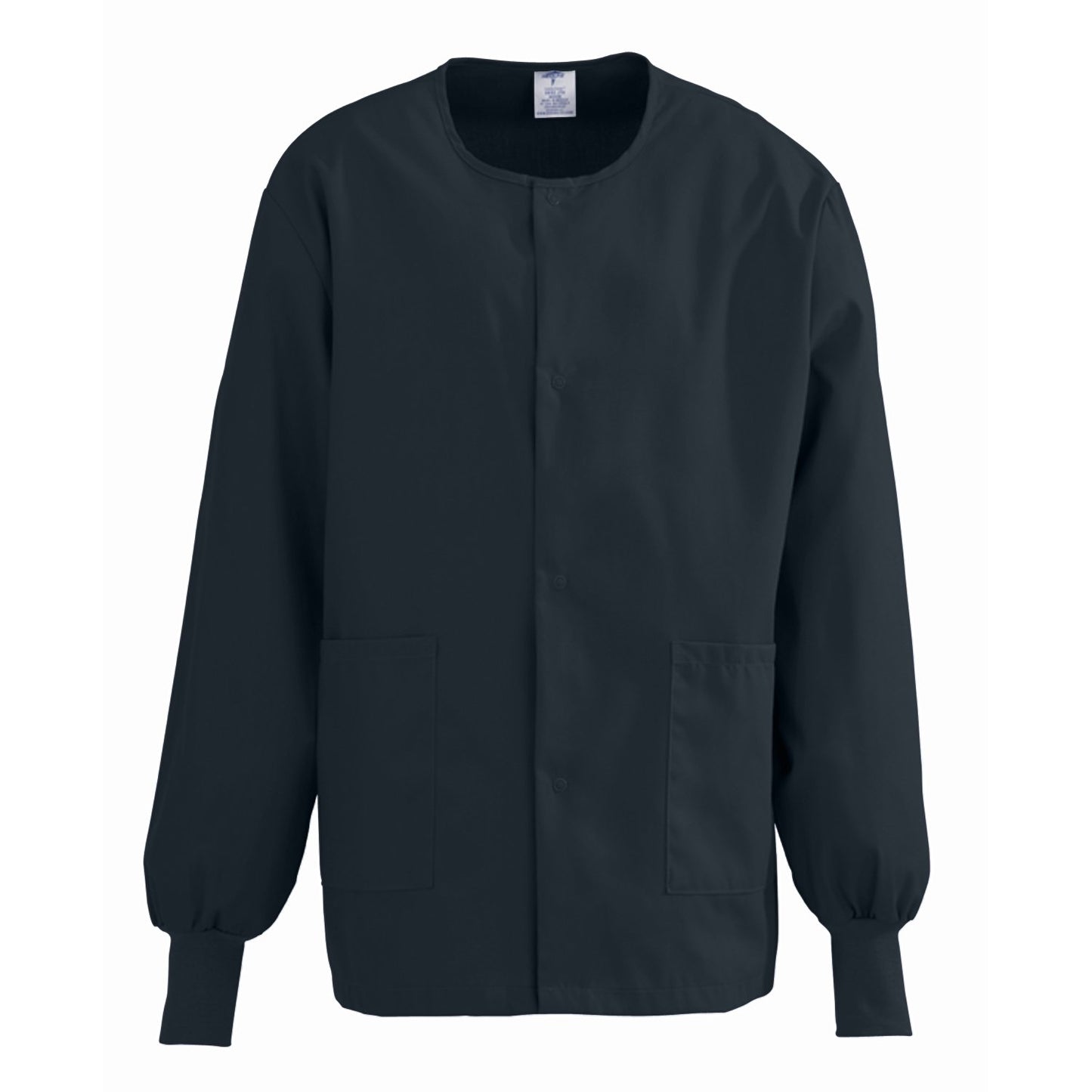 Medline ComfortEase Unisex Crew-Neck Warm Scrub Jacket with Knit Cuff, Black, Size 2XL