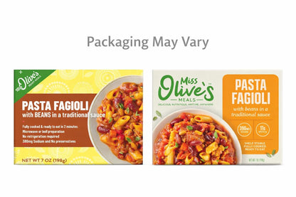 Miss Olive’s Pasta Fagioli, Ready-to-Eat Microwavable Pasta & Beans Meal, Italian-Style, 7 oz (3-Pack)