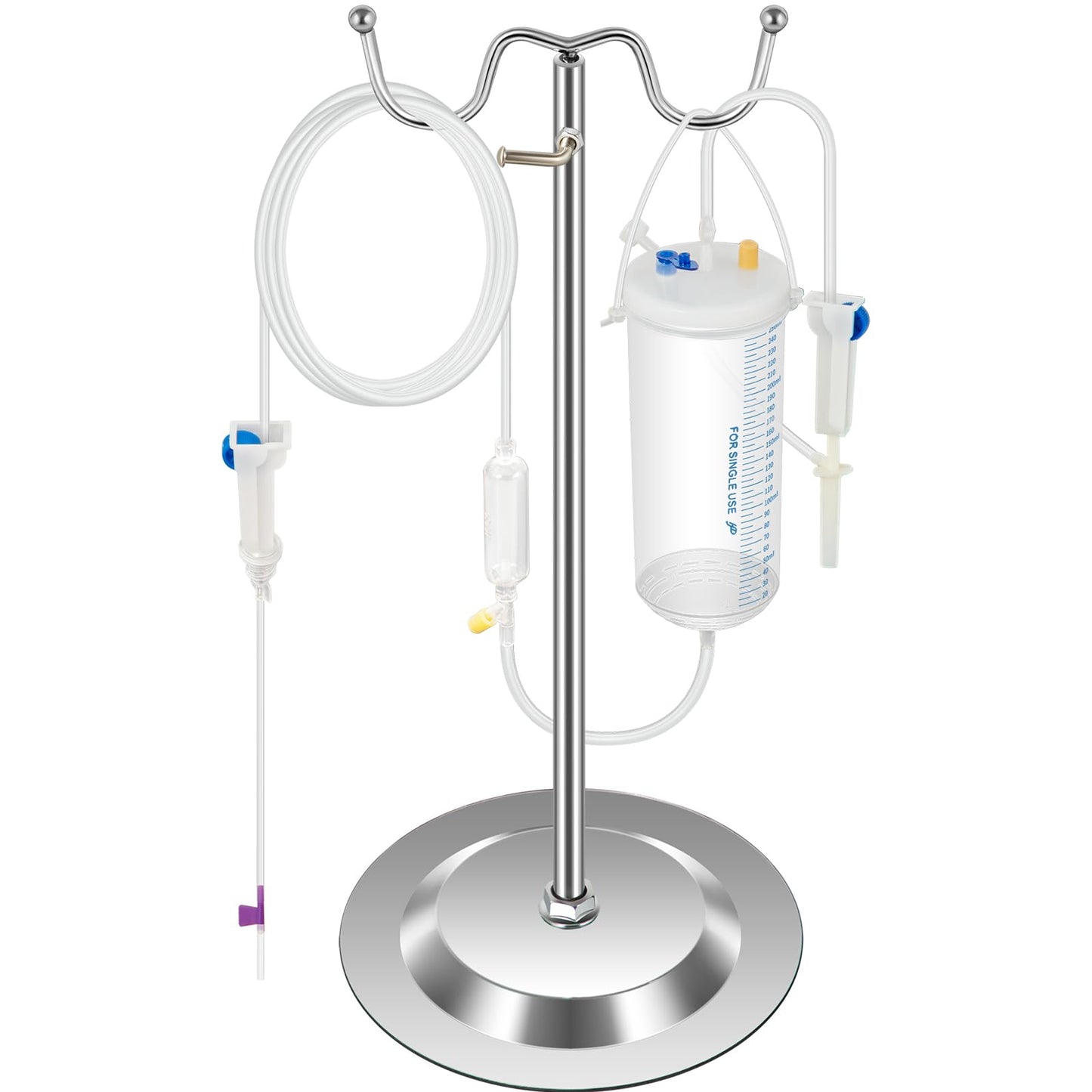 VEVOR IV Practice Kit Phlebotomy Practice Kit with Dark Skin, Venipuncture Practice Kit Skills Learning Model Arm Kit with Height Adjustable Infusion Stand for Students, Nurse