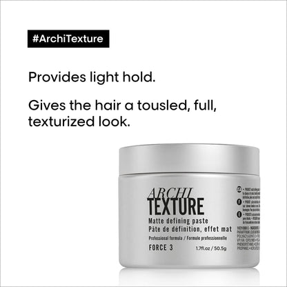 L'Oréal Professionnel Paris Architexture - Medium Hold Texturizing Pomade, Creates Texturized Structure and Matte Definition, for All Hair Types
