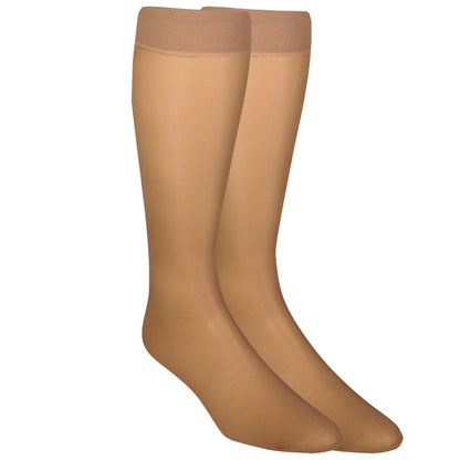 NuVein Sheer Compression Stockings for Women, 8-15 mmHg Support, Light Denier, Knee High, Closed Toe, Beige, 2X-Large