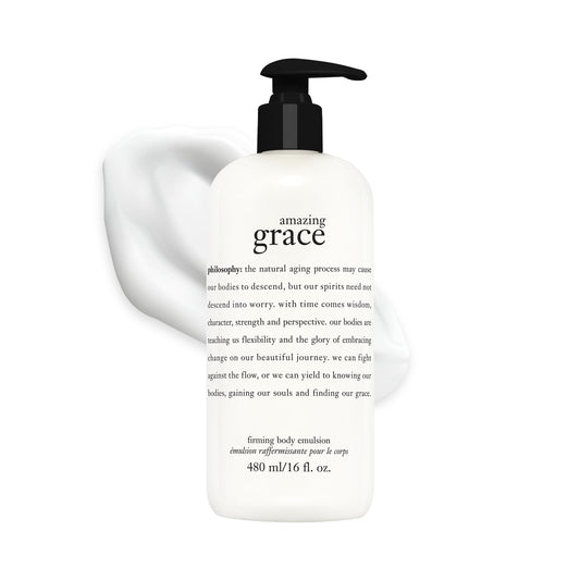 philosophy amazing grace firming body emulsion - luxury scented body lotion - formulated with shea butter for fast absorbing hydration - skin feels soft and smooth - suitable for all skin types