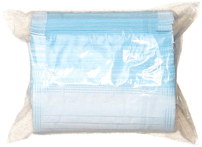 PPE201DMM001 Single Use Pullout Comfort Earloop Disposable Face Mask, Latex Free, Blue, Pack of 50