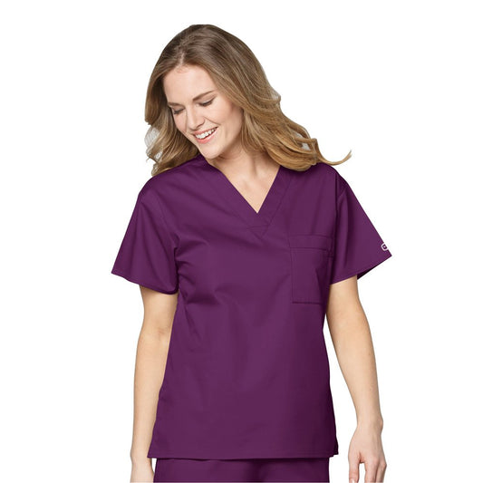 WonderWink Womens Unisex V-Neck Top Medical Scrubs Shirt, Eggplant, Large US