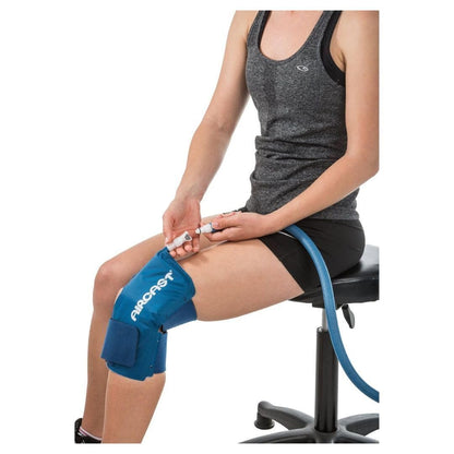 Aircast Cold Therapy Universal Fit Knee Cryo and Cuff with Gravity-Fed Non-Motorized Cooler for Maximum Cryotherapy (Blue, Medium)
