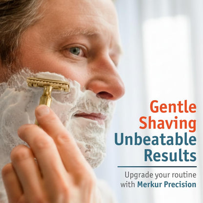 Merkur Classic 2-Piece Double Edge Safety Razor Gold Plated, 1 Count
