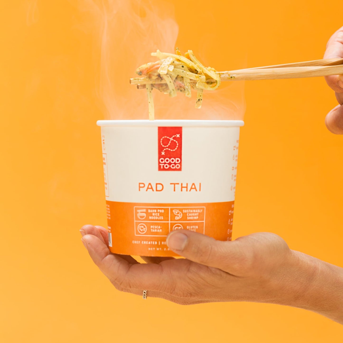 GOOD TO-GO Instant Lunch & Dinner Cups (8-Pack) | Gluten-Free | Real Food Ready in Under 10 Minutes! | Microwavable Food Just Add Water Meals | Healthy, Delicious, Low in Sodium (Pad Thai, 8-Pack)