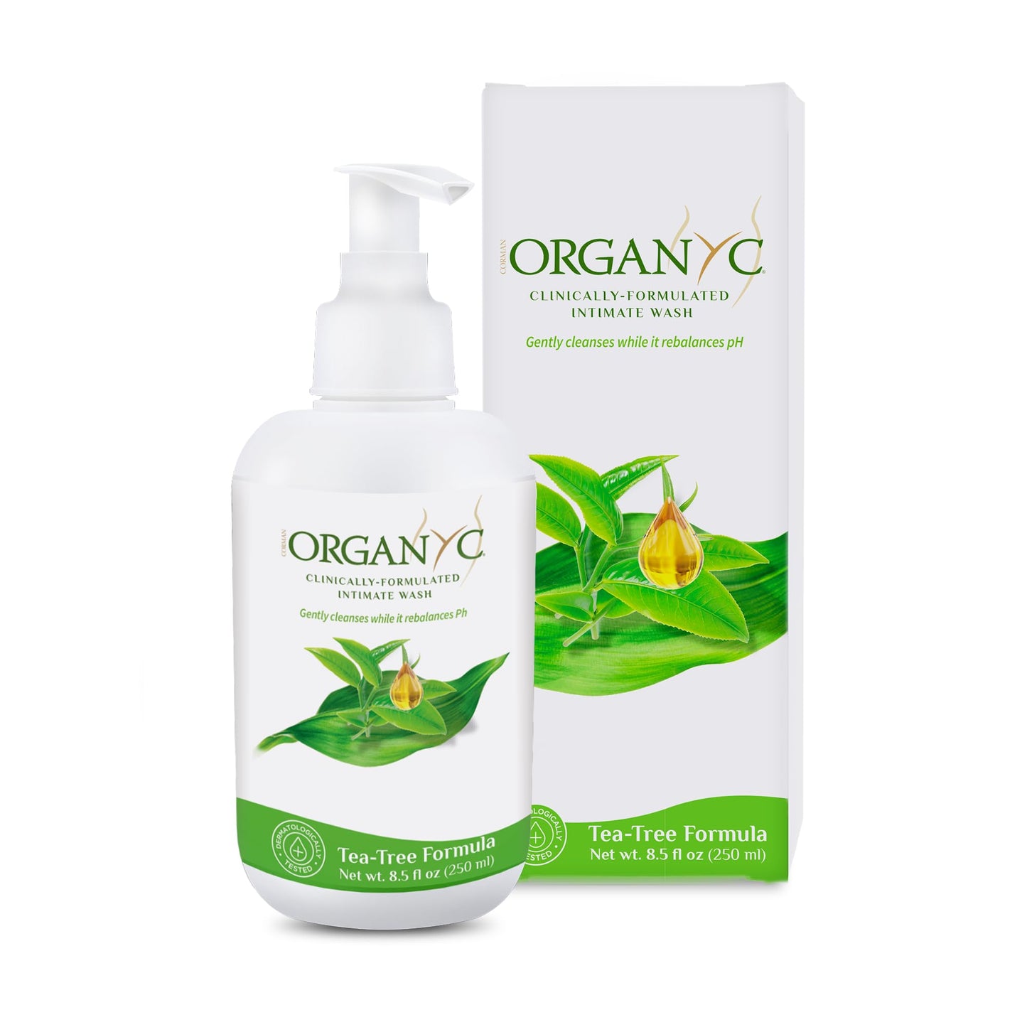 Organyc - Feminine Intimate Wash for Sensitive Skin - Free from Chlorine, Parabens, SLSSLES, and Synthetic Perfumes - 8.5 Fl Oz with Chamomile +Tea-Tree + Lavender
