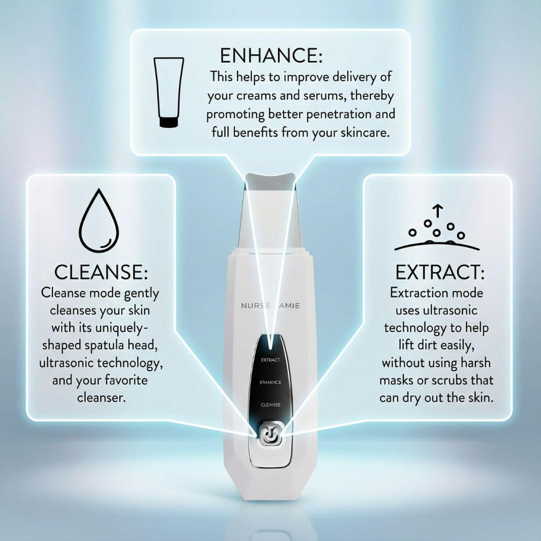 Nurse Jamie Dermascrape 3-in-1 Sonic Beauty Tool – Cleanse, Extract & Enhance Skincare Absorption
