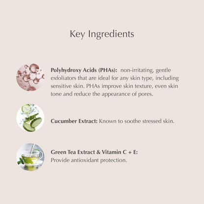 EXUVIANCE Gentle Daily Exfoliating Face Pads with PHA, Vitamin C and E Antioxidants, Green Tea and Cucumber Extracts, 60 pads