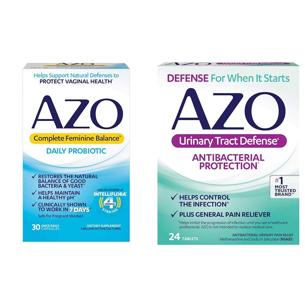 AZO Complete Feminine Balance Probiotics for Vaginal Health with Urinary Tract Defense Antibacterial Protection, 30 Count