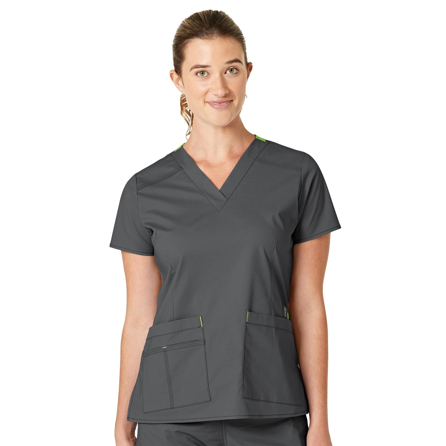 WonderWink Women's Wonderflex Verity Scrub Top, Charcoal, Medium