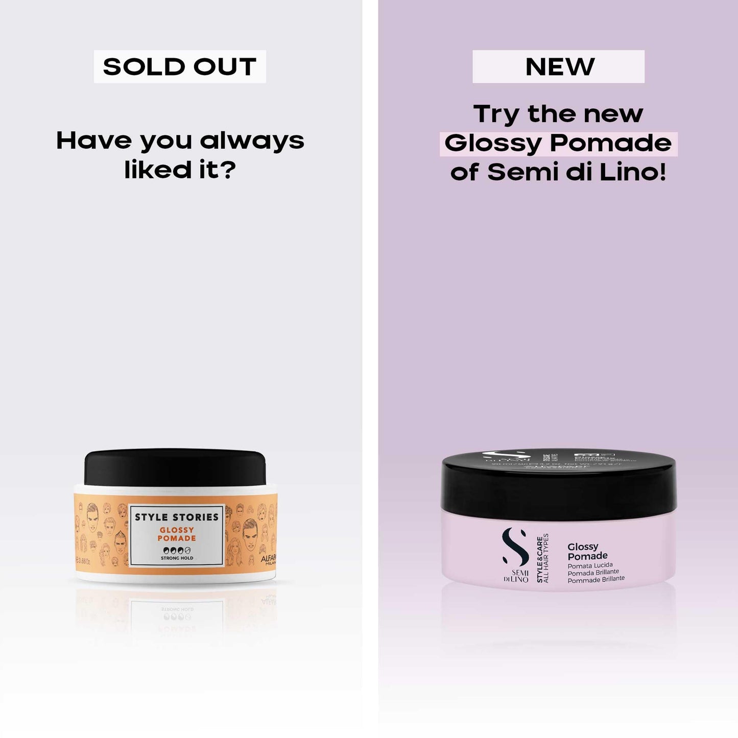 ALFAPARF MILANO Semi di Lino Style & Care Glossy Pomade - Strong Hold - Wax Pomade for All Hair Types (3.2 oz / 90 ml)