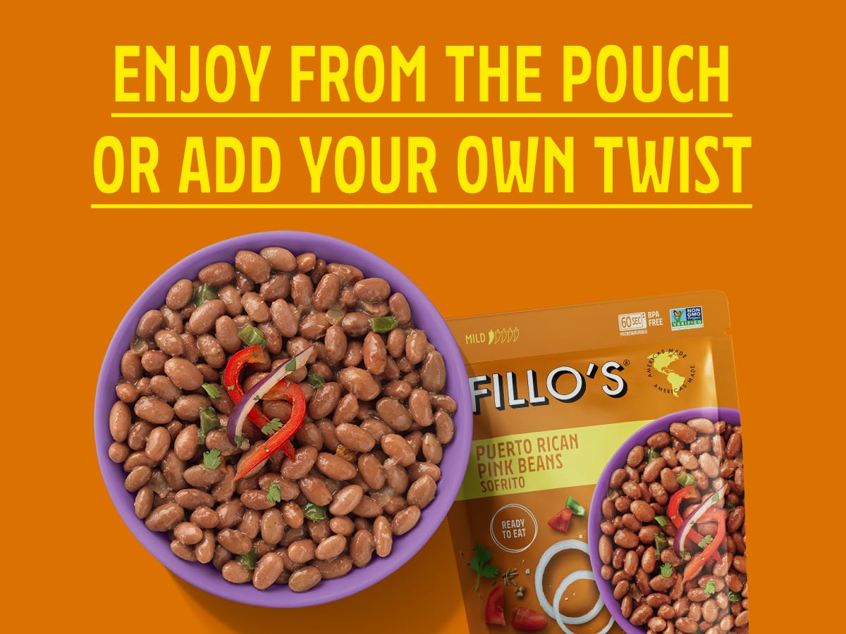 Fillo's Ready to Eat Beans Variety Pack | Black Beans, Lentils, & Pink Beans | Gluten-Free, Preservative-Free, Microwavable Meals, Non-GMO, Vegan, Plant Protein, 10 oz Pk of 6