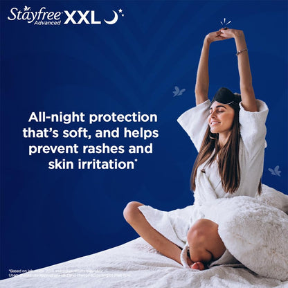 Stayfree Advanced Extra Large All Night Soft Cover Sanitary Pads For Women With Wings, 28 Pads