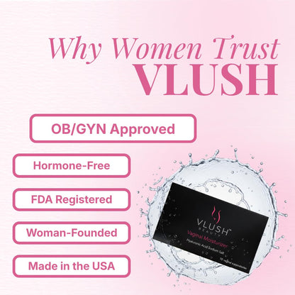 VLUSH Vaginal Suppositories for Dryness – Hyaluronic Acid Vaginal Moisturizer, Menopause Relief, Hormone-Free Vaginal Inserts, 10 Count (1 Month Supply)