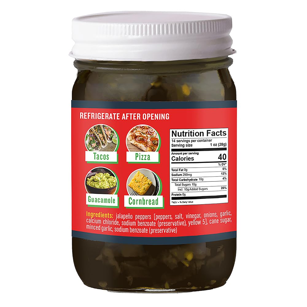 Ragin' Cajun Candied Jalapeño Slices - 14 fl oz Jar, All Natural - Sweet Spicy Louisiana Condiment for Nachos, Burgers & Sandwiches