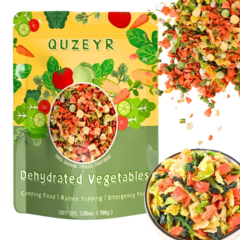 Dried Dehydrated Vegetables for Ramen Toppings, 7.05oz All Natural Dried Vegetable Flakes Soup Blend, Stews, Emergency Food, Camping Food, Soup & Salad Ingredient, Carrots