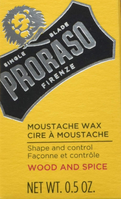 Proraso Medium Hold Moustache Wax - Natural Finish Beard & Moustache Styling Wax - Cream-to-wax Formula - 0.5oz