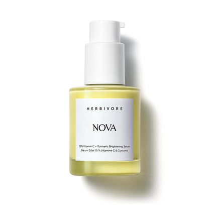 HERBIVORE Nova 15% Vitamin C + Turmeric Brightening Serum for Dark Spots, Hyperpigmentation + Even Skin Tone | Vegan, Plant-Based, Cruelty-Free, 30 mL / 1 oz