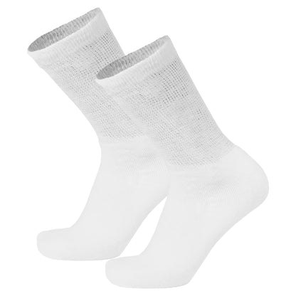 Truform Premiere Diabetic Socks for Men and Women, Medical Style Crew Length, Mid Calf Height, White, Large