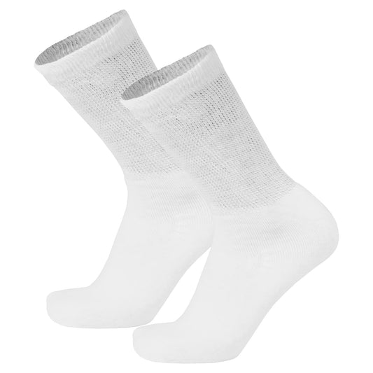 Truform Premiere Diabetic Socks for Men and Women, Medical Style Crew Length, Mid Calf Height, White, Large