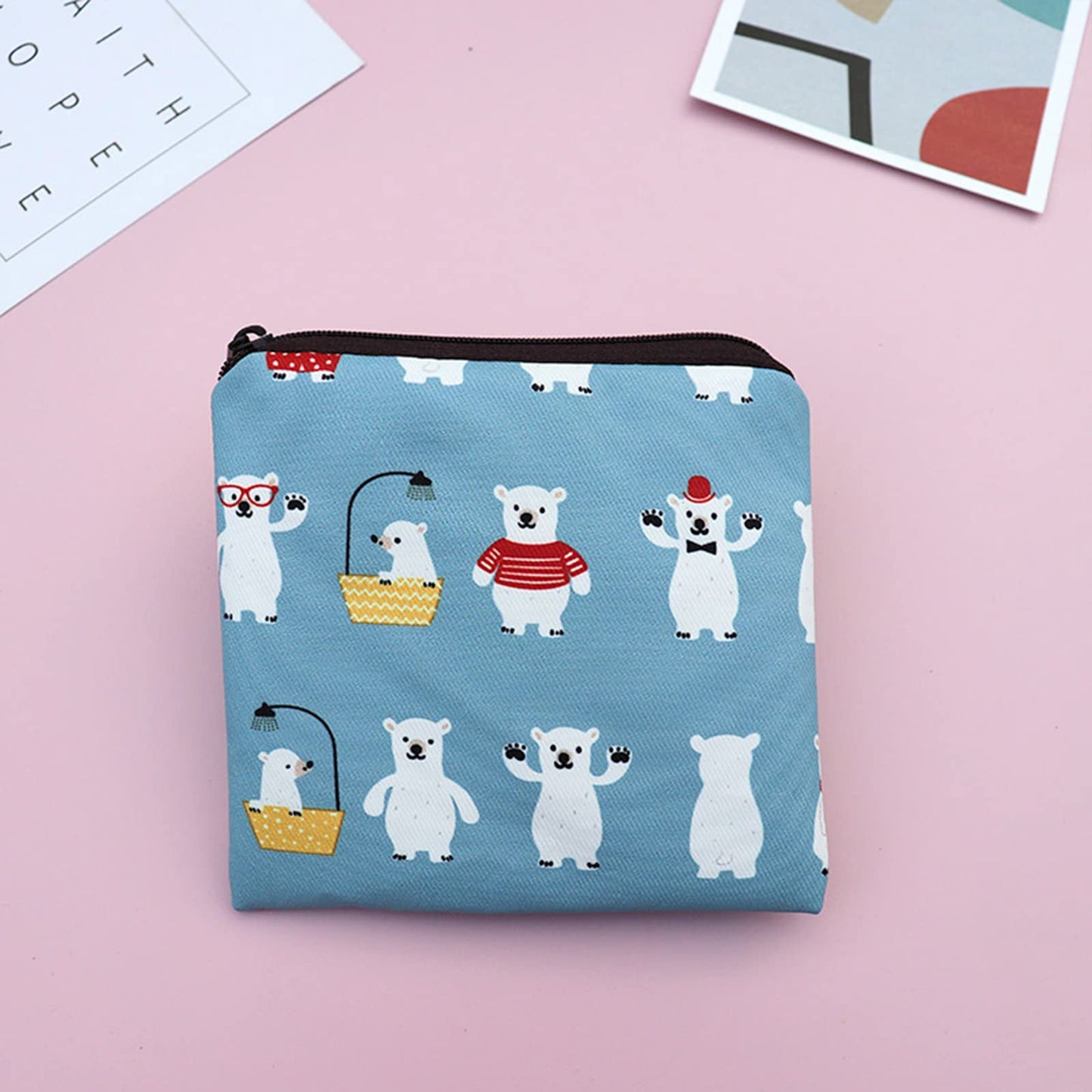 Sanitary Napkin Storage Bag,3pack Sanitary Napkin Pads Storage Bag with Zipper 5x5 inches First Period Bag for Girls,Women,Ladies(Strawberry)