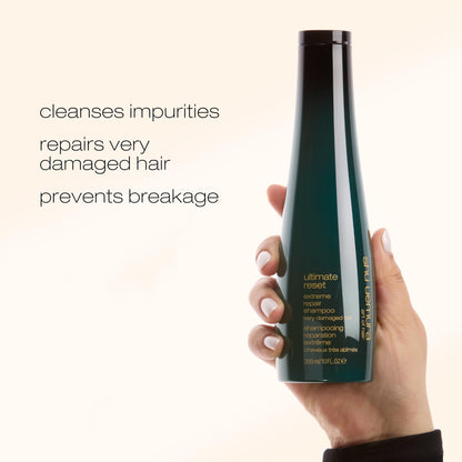 shu uemura art of hair Ultimate Reset Extreme Hair Repair Shampoo - Strengthens to Reduce Breakage and Split Ends, Deeply Conditions and Nourishes Damaged Hair, With Japanese Rice Extract
