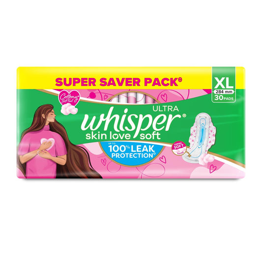 Whisper Ultra Soft Sanitary Pads - 30 Pieces (XL)
