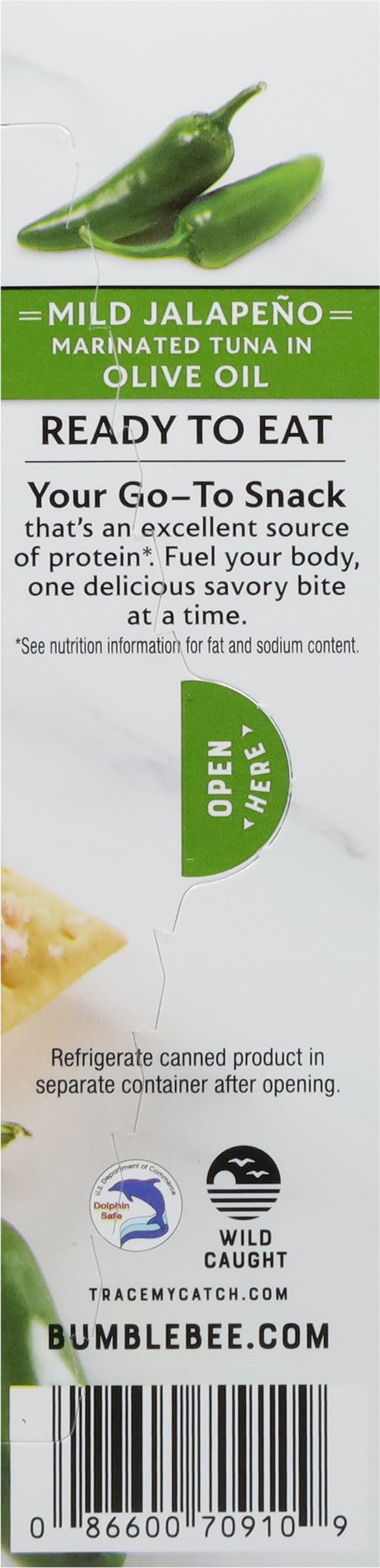 Bumble Bee Prime Protein on the Run Tuna Snack Kit, Pack of 12 - Gourmet Tuna Marinated in Olive Oil & Mild Jalapeno with Crackers and Serving Utensil - 20g of Protein Per Serving, Easy Open Can