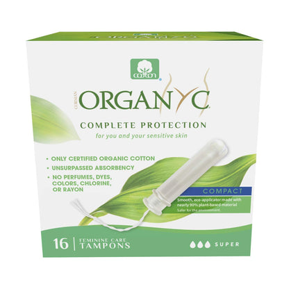 Organyc 100% Certified Organic Cotton Tampons, No Applicator, Free from Chlorine, Perfumes, Rayon, and Chemicals, Super + Super Plus, (32 Count)
