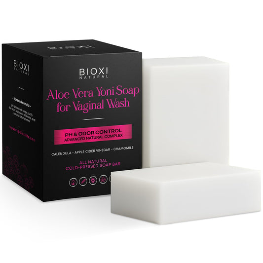 Aloe Vera Yoni Soap for Vaginal Intimate Feminine Wash - Advanced pH & Odor Control Hydration Complex - Natural Korean Cold-Pressed Vegan Formula with Calendula, Apple Cider Vinegar, Chamomile -2 Pack