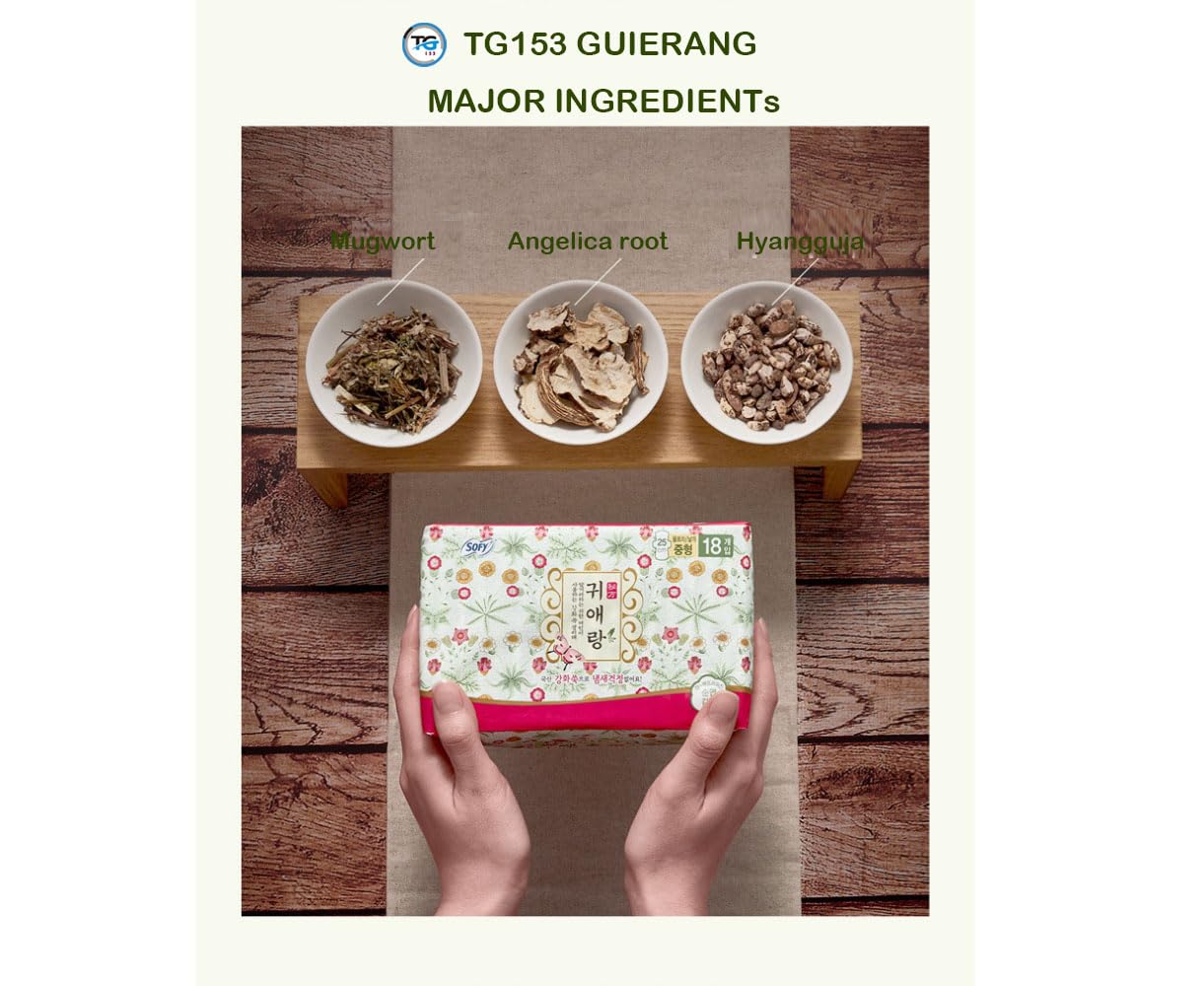 TG153 Sofy Body Fit GUIERANG Korea Herbal Sanitary Pads,Medium 9.8inch(25cm),20pcs
