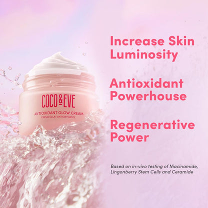 Coco & Eve Antioxidant Glow Cream. With Niacinamide, Hyaluronic Acid, & Ceramide to nourish, protect, repair & smoothen the skin. Suitable for sensitive skin (1.76 fl oz)