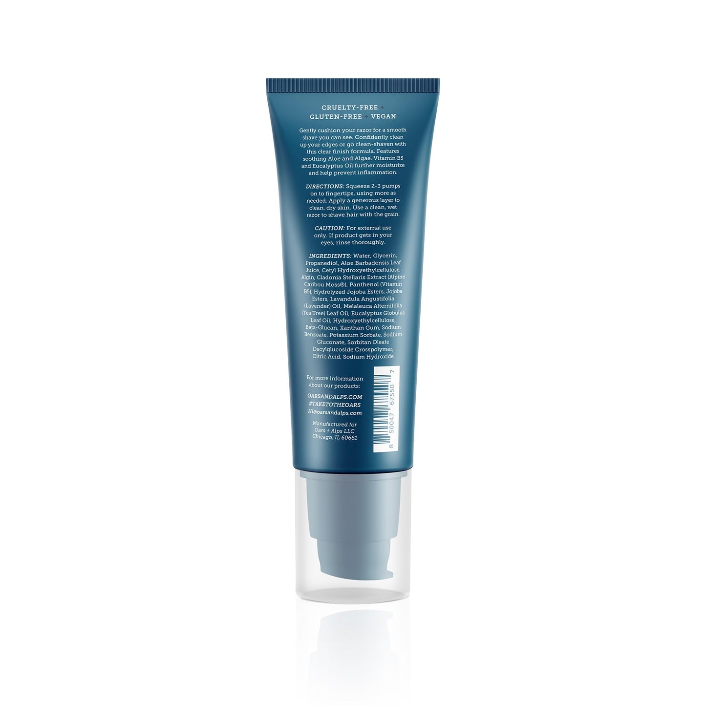 Oars + Alps Hydrating Men's Clear Shave Gel, Dermatologist Tested and Infused with Aloe & Eucalyptus Oil, TSA Friendly, 3.4 Oz, 1 Pack