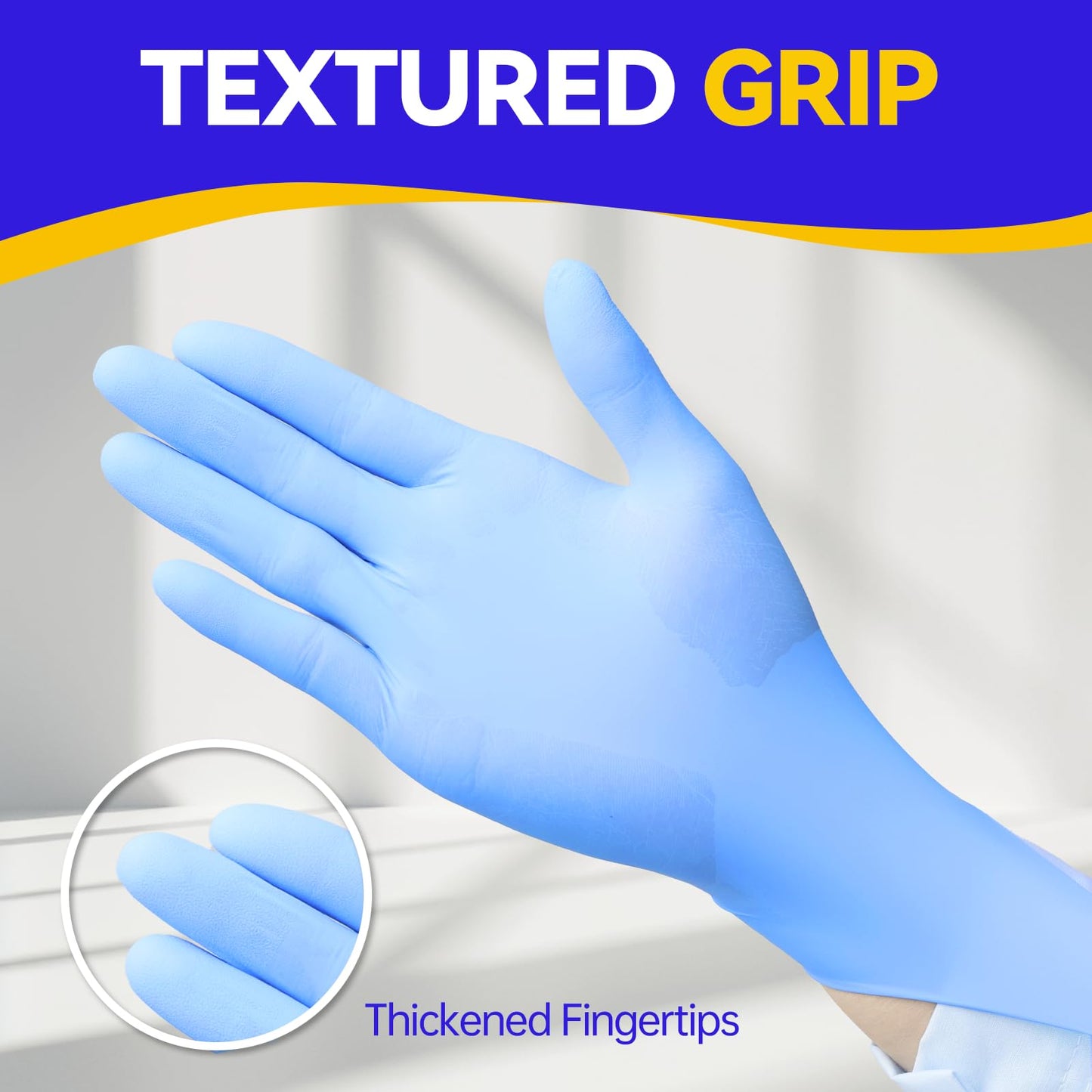 Basic Medical Blue Nitrile Exam Gloves - Latex-Free & Powder-Free - NGPF-7002 (Box of 100), Medium