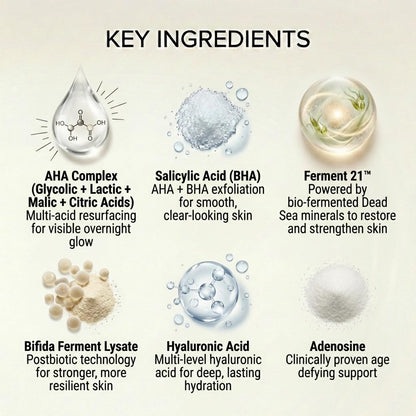 SEACRET Minerals Bio Skin Glow Face Serum, Multi-Acid Complex Night Serum for Face, Ampoule, 1 Fl Oz / 30 ml