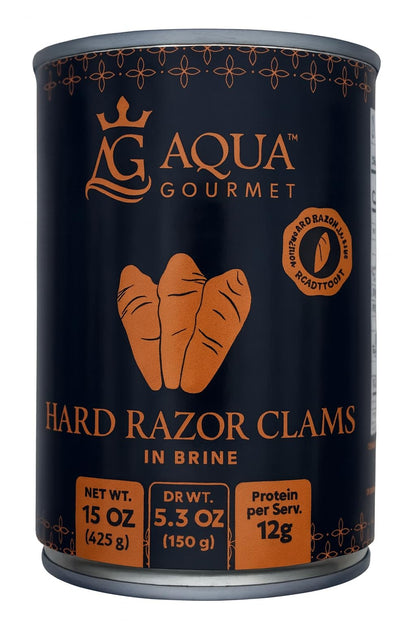 Aqua Gourmet - Canned Hard Razor Clams in Brine, Premium Chilean Seafood, 15 oz Can, Ready to Eat
