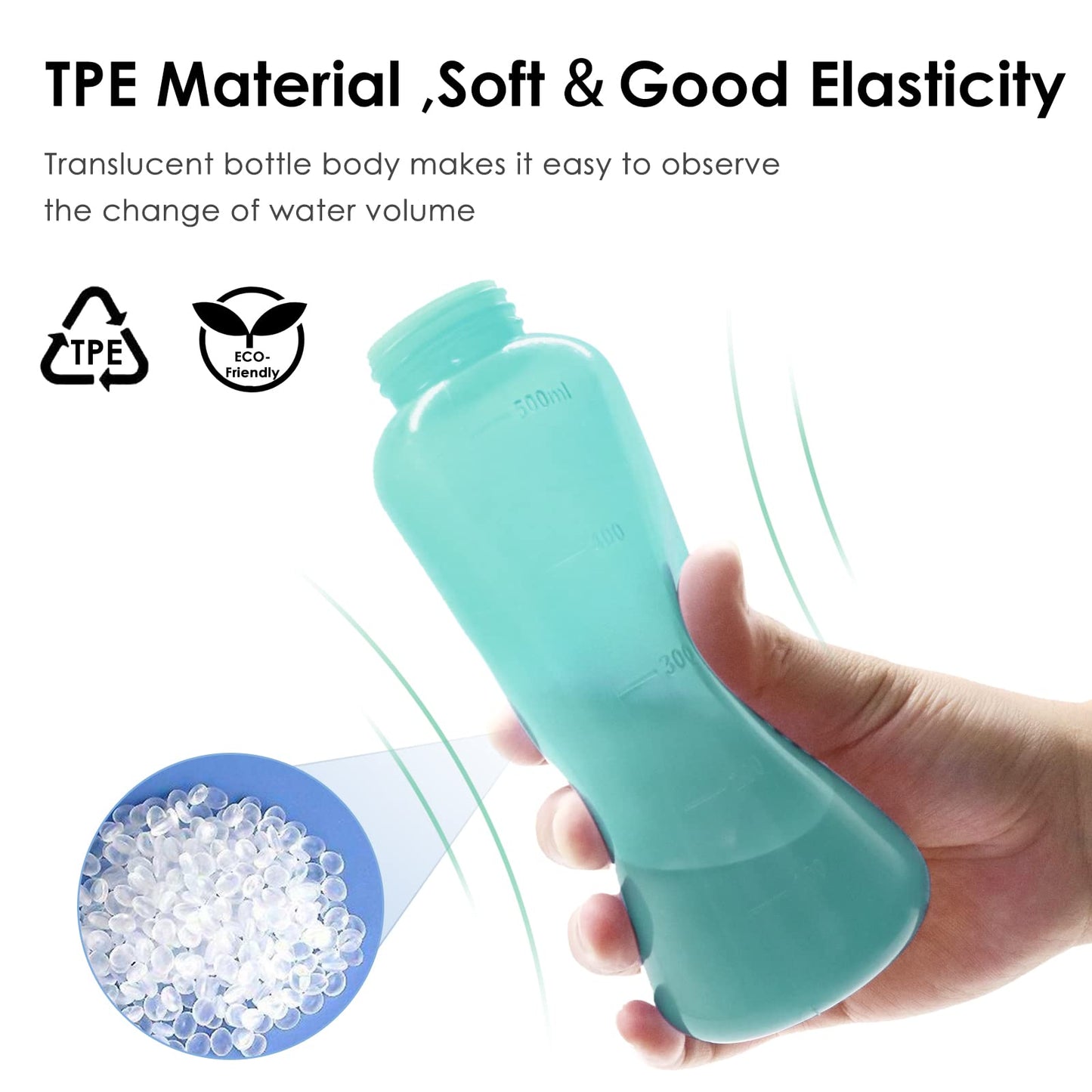 RUFCRIL Peri Bottle, Portable Travel Bidet with Bag, TPE Material Can Be Boiled, 17oz/500ml with 2 Sealing Rings,Essentials for Postpartum Perineal Care,Feminine Cleansing,and Baby(Green)