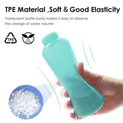 RUFCRIL Peri Bottle, Portable Travel Bidet with Bag, TPE Material Can Be Boiled, 17oz/500ml with 2 Sealing Rings,Essentials for Postpartum Perineal Care,Feminine Cleansing,and Baby(Green)