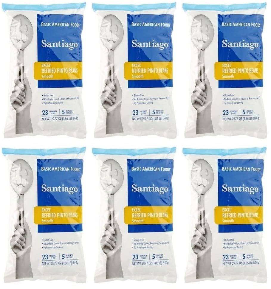 Santiago Smooth Refried Beans - 29.77 oz. pouch, 6 pouches per case