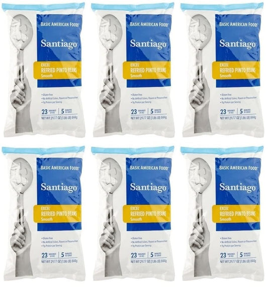 Santiago Smooth Refried Beans - 29.77 oz. pouch, 6 pouches per case