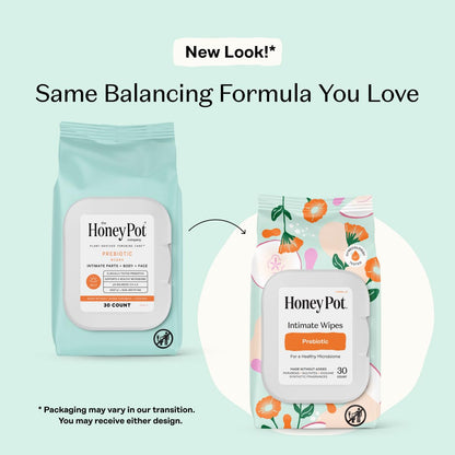 The Honey Pot Company - Overnight Pads & Prebiotic Feminine Wipes Bundle - Herbal Infused w/Essential Oils - Natural Hygiene Feminine Products - Sanitary Pads - Feminine Care
