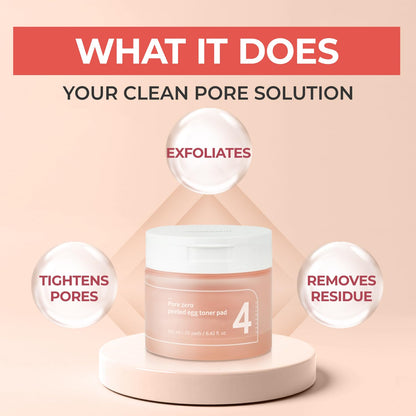 numbuzin No.4 Toner Pads | Pore Zero Peeled Egg Toner Pad | Gentle Exfoliator, PHA, LHA, Makeup Skin Prep, Panthenol | Korean Skincare for Face | 70 Pads/6.42 fl. oz.